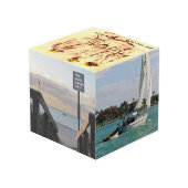 Aangepaste foto op hout kubus (Achter hoekig)