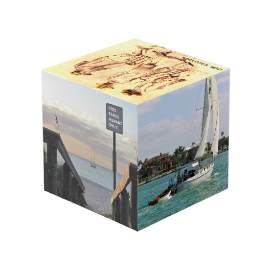 Aangepaste foto op hout kubus (Achter hoekig)