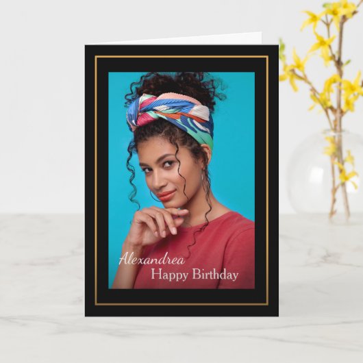 Aangepaste foto op jaardag kaart (Gele Bloem)