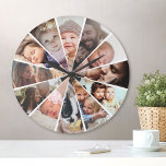 Aangepaste foto op maat van kinderen uit de famili ronde klok<br><div class="desc">Creëer uw eigen aangepaste 12-fotowandklok met uw aangepaste afbeeldingen.</div>