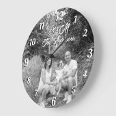 Aangepaste foto op maat zwart-wit grote klok (Hoek)