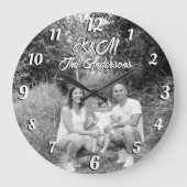 Aangepaste foto op maat zwart-wit grote klok (Voorkant)