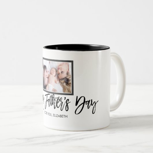 Aangepaste foto op persoonlijke vaders dag cadeau tweekleurige koffiemok (Voorkant rechts)