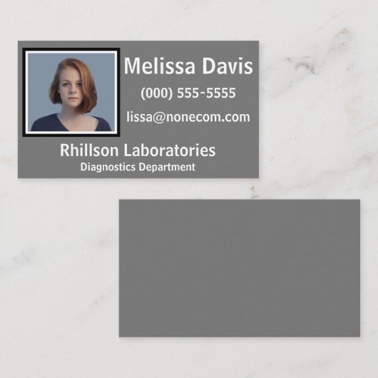 Aangepaste foto op staalgrijs visitekaartje (Voorkant / Achterkant)