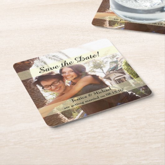 Aangepaste foto Opslaan Datum Kartonnen Onderzetters (Schuin)