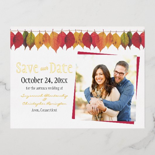 Aangepaste foto Opslaan Datum najaar Briefkaart ve (Voorkant)