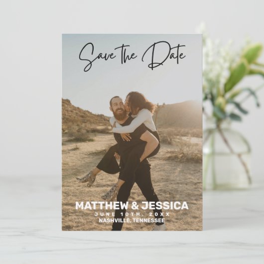 Aangepaste foto opslaan Datum Save The Date (Staand voorkant)