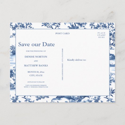 Aangepaste foto Opslaan van de datum Briefkaart (Achterkant)