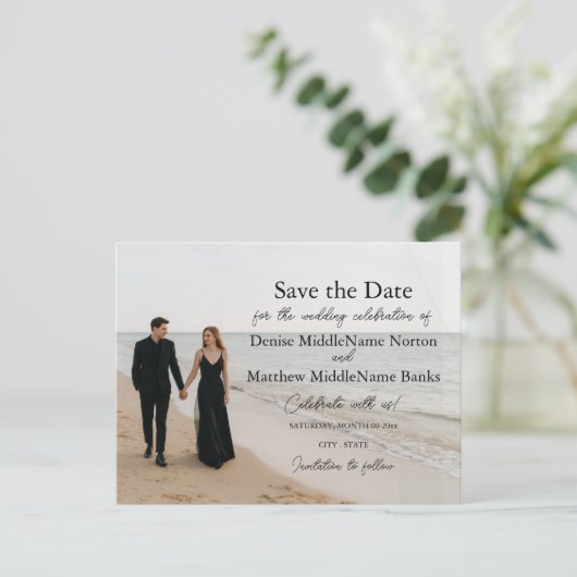 Aangepaste foto Opslaan van de datum Briefkaart (Staand voorkant)