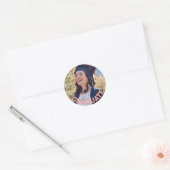 Aangepaste foto Oranje Graduation Party tafel Ronde Sticker (Envelop)