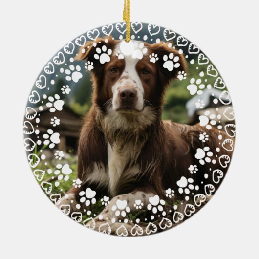 Aangepaste foto Ornament Paw Prints en Harten Lijs (Achterkant)