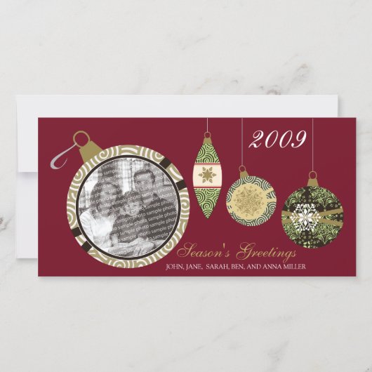 Aangepaste Foto Ornament Vakantie Fotokaart :: 03 Feestdagenkaart (Voorkant)