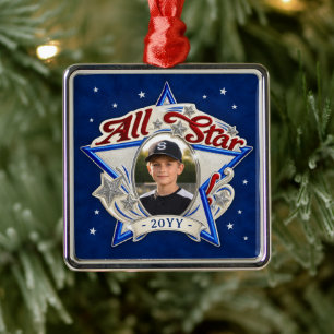 Aangepaste foto-ornament, vintage All Star-sporten Metalen Ornament