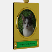 Aangepaste foto ornament *Voeg uw afbeelding/Tekst Verguld Banner Ornament (Rechts)