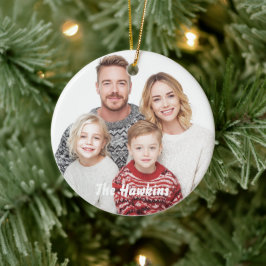 Aangepaste foto-ornament voor gezinnen | Gezinsnaa Keramisch Ornament