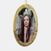 Aangepaste foto Ovaal Gouden folie Effect Kerstmis Keramisch Ornament (Rechts)
