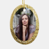 Aangepaste foto Ovaal Gouden folie Effect Kerstmis Keramisch Ornament (Achterkant)