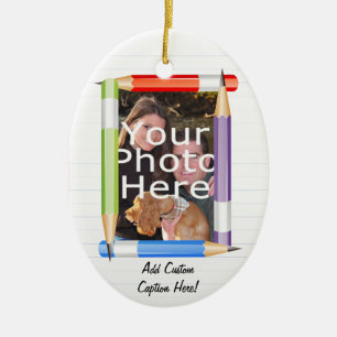 Aangepaste foto-ovaal leraar/schoolkerst keramisch ornament
