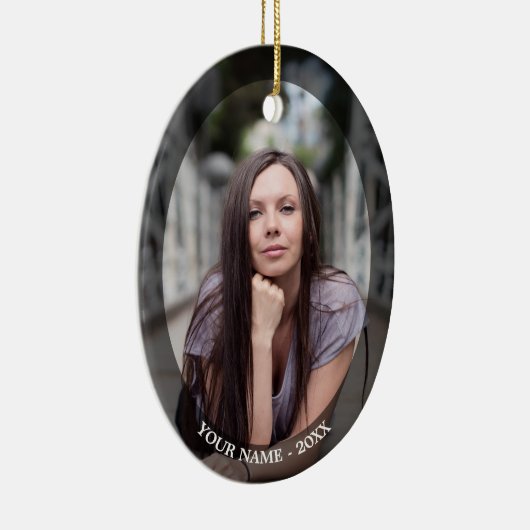 Aangepaste foto Ovaal Zwart Lijst Kerst Ornament (Rechts)