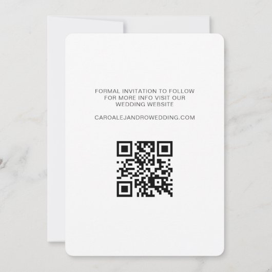Aangepaste foto-overlay bruiloft QR-code Save The Date (Achterkant)