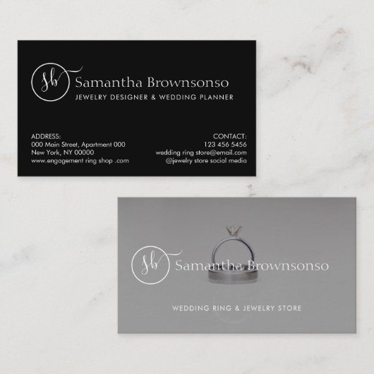 Aangepaste foto-overlay bruiloft voor sieraden visitekaartje (Voorkant / Achterkant)