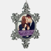 Aangepaste foto-paar eerste kerstversiering tin sneeuwvlok ornament (Links)