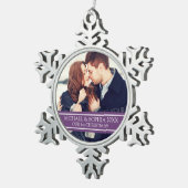 Aangepaste foto-paar eerste kerstversiering tin sneeuwvlok ornament (Rechts)