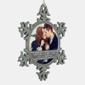Aangepaste foto-paar eerste kerstversiering tin sneeuwvlok ornament (Links)