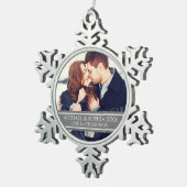 Aangepaste foto-paar eerste kerstversiering tin sneeuwvlok ornament (Rechts)