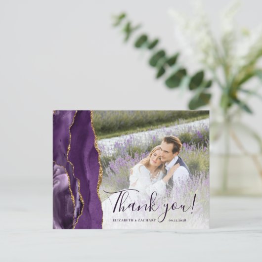 Aangepaste foto Paars Gold Agate - Hartelijk dank Briefkaart (Staand voorkant)