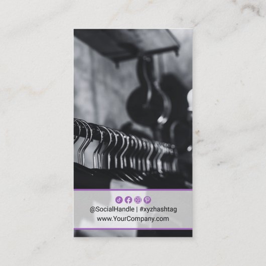 Aangepaste foto Paarse accenten grijs portret Visitekaartje (Achterkant)