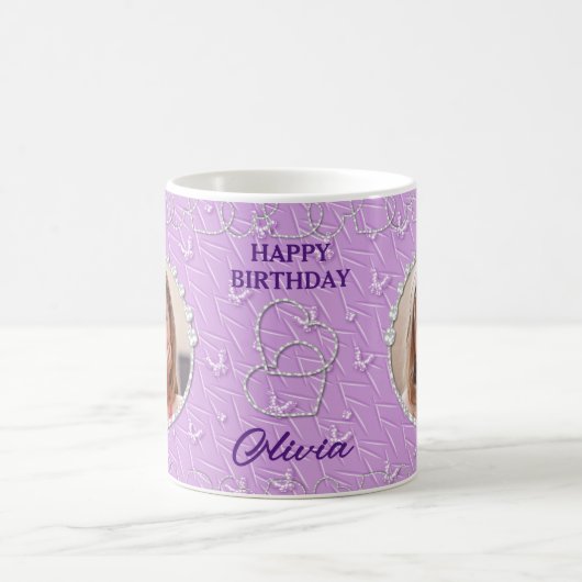 Aangepaste foto Paarse achtergrond Koffiemok (Center)