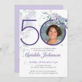 Aangepaste foto Paarse Bloemen Verrassing 50ste Ve Kaart (Voorkant / Achterkant)