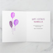 Aangepaste foto Paarse Bunting en ballonnen Verjaa Kaart (Binnen)