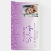 Aangepaste foto Paarse glitter Drip 21e verjaardag Spandoek (Verticaal)
