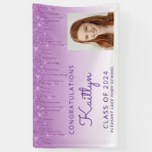 Aangepaste foto Paarse glitter Drip Afstuderen Spandoek (Verticaal)