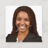 Aangepaste foto Paarse Glitter QR Code Voorzijde Vierkante Visitekaartje (Achterkant)