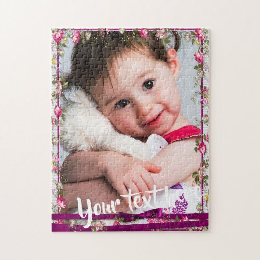 Aangepaste foto Paarse lint-Lijst Legpuzzel (Verticaal)