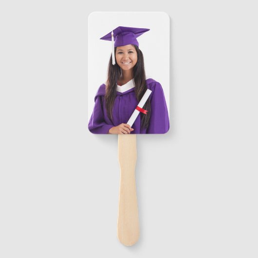 Aangepaste foto Paarse Metallic Wit Goud Afstudere Handwaaier (Achterkant)