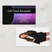 Aangepaste foto Paarse Ombre Glitter Professional Visitekaartje (Voorkant / Achterkant)