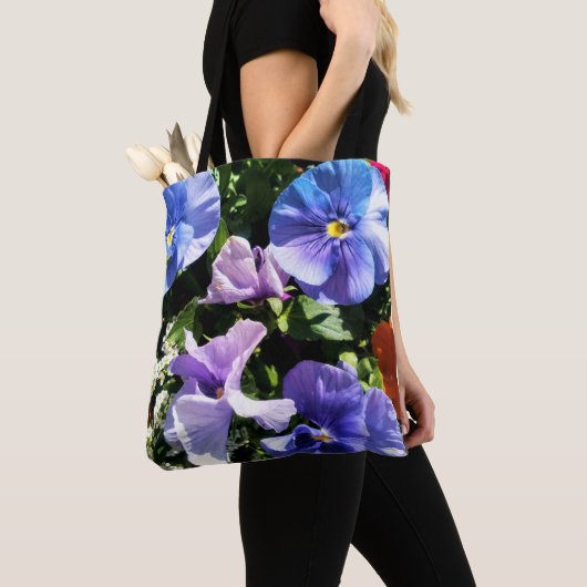 Aangepaste foto paarse viooltjesbloem tote bag (Dichtbij)