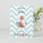 Aangepaste foto Paasblauwe pasta Feestdagenkaart (Staand voorkant)