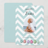 Aangepaste foto Paasblauwe pasta Feestdagenkaart (Voorkant / Achterkant)