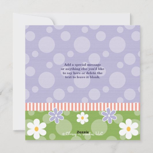 Aangepaste foto-paaskaartjes bloemen en pokadots feestdagenkaart (Achterkant)