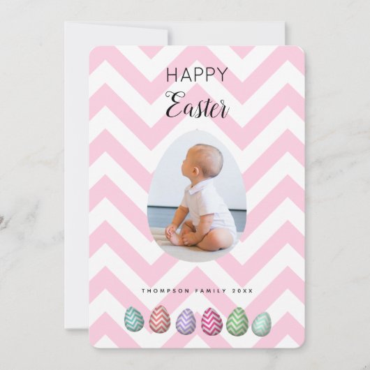 Aangepaste foto paasroze pasta feestdagenkaart (Voorkant)