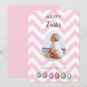 Aangepaste foto paasroze pasta feestdagenkaart (Voorkant / Achterkant)