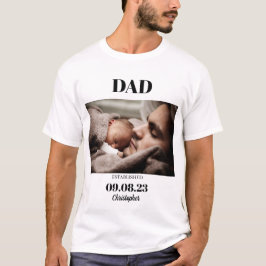 Aangepaste foto Pap Vast kind geboortedatum naam T-shirt