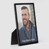 Aangepaste foto Papa Birthday Black Trim personali Fotoplaat (Zijkant)