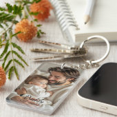 Aangepaste foto "PAPA" Modern Sleutelhanger (Voorkant Rechts)