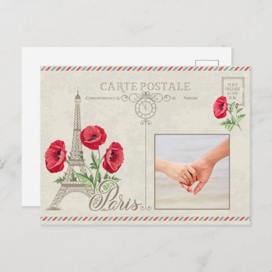 Aangepaste foto Parijs Frankrijk briefkaart (Voorkant / Achterkant)